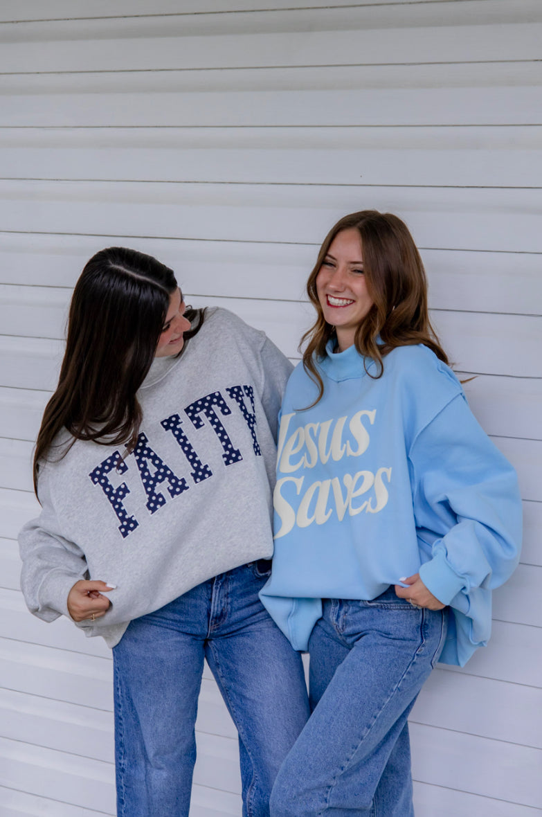 Jesus saves mock neck