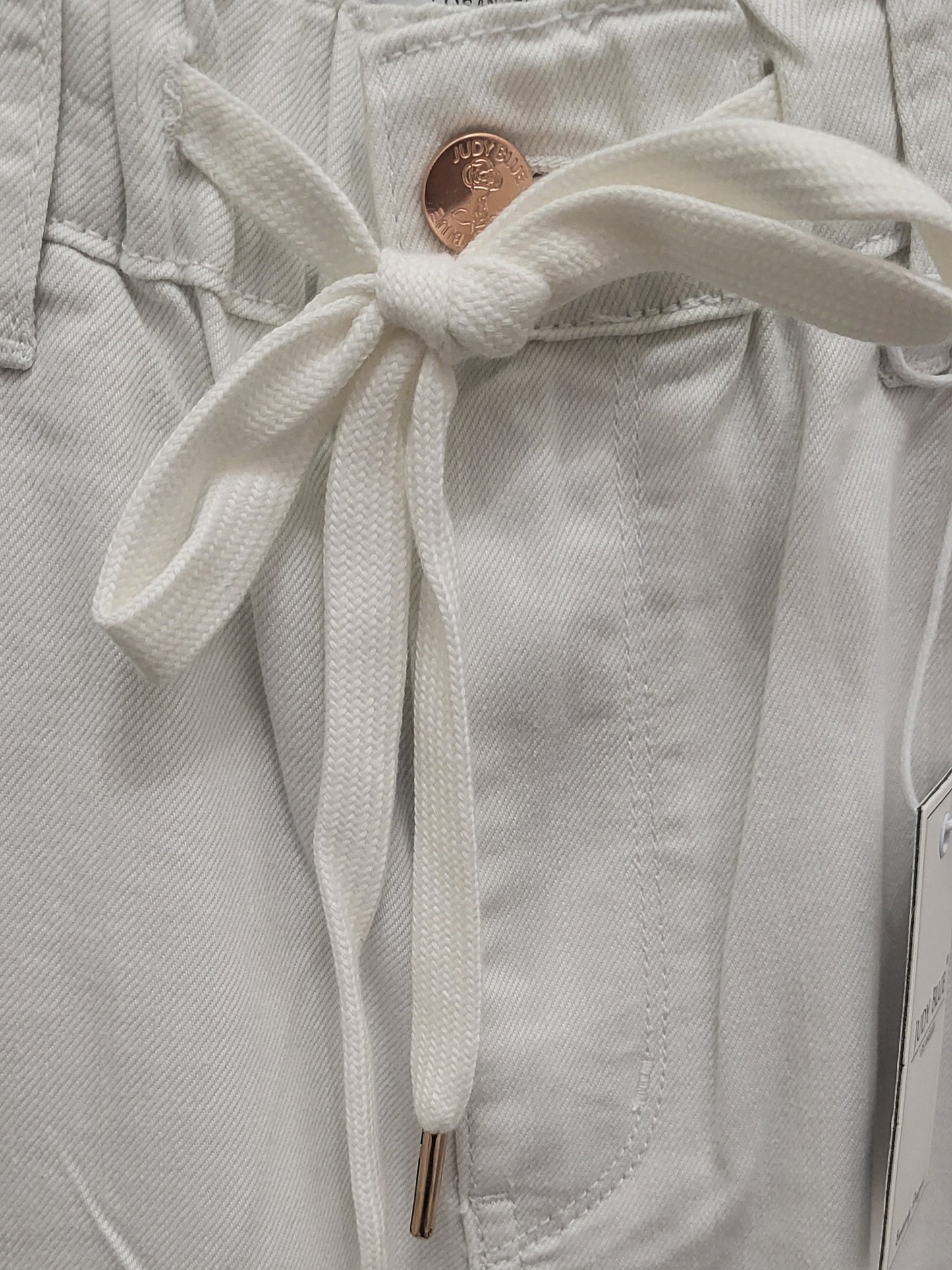 HW Featherweight Palazzo Jean w/Rose Gold Trim, White JB