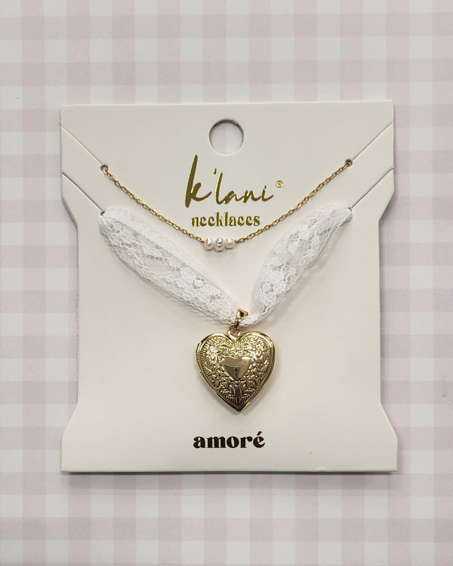 Amore, K'lani Heart Locket w/Pearls Necklace