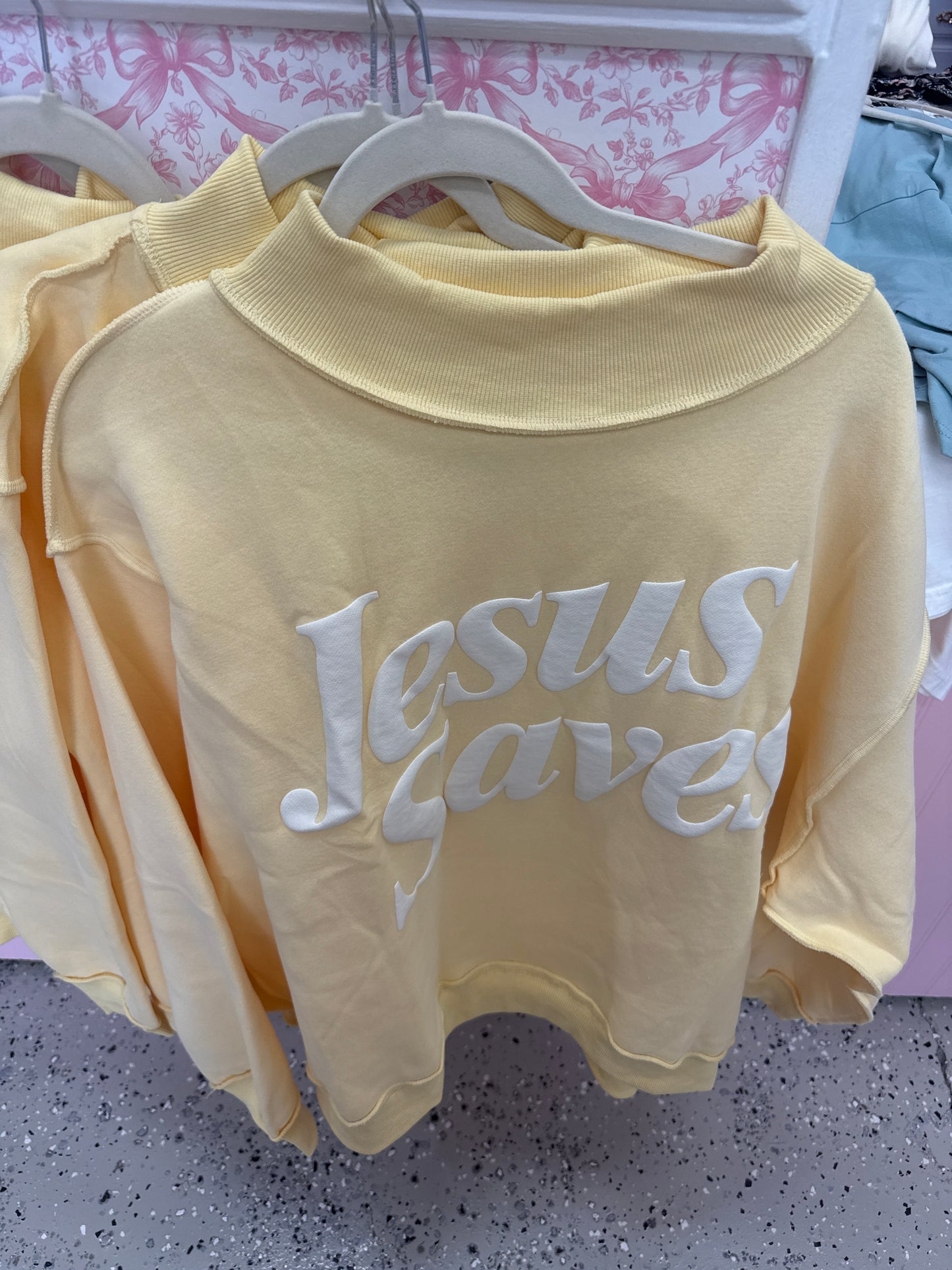 Jesus saves butter, yellow MOCK-NECK! 