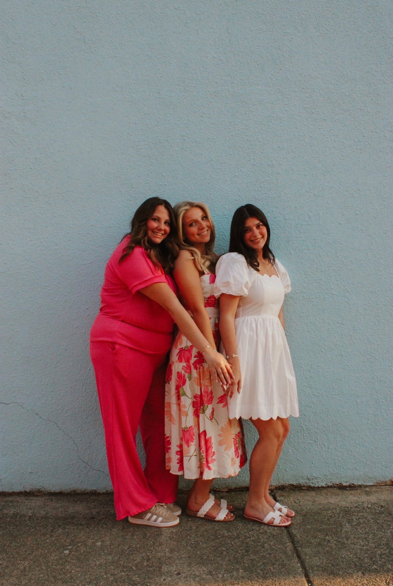 Button Front Sundress w/Self Belt, Pink/Peach Floral