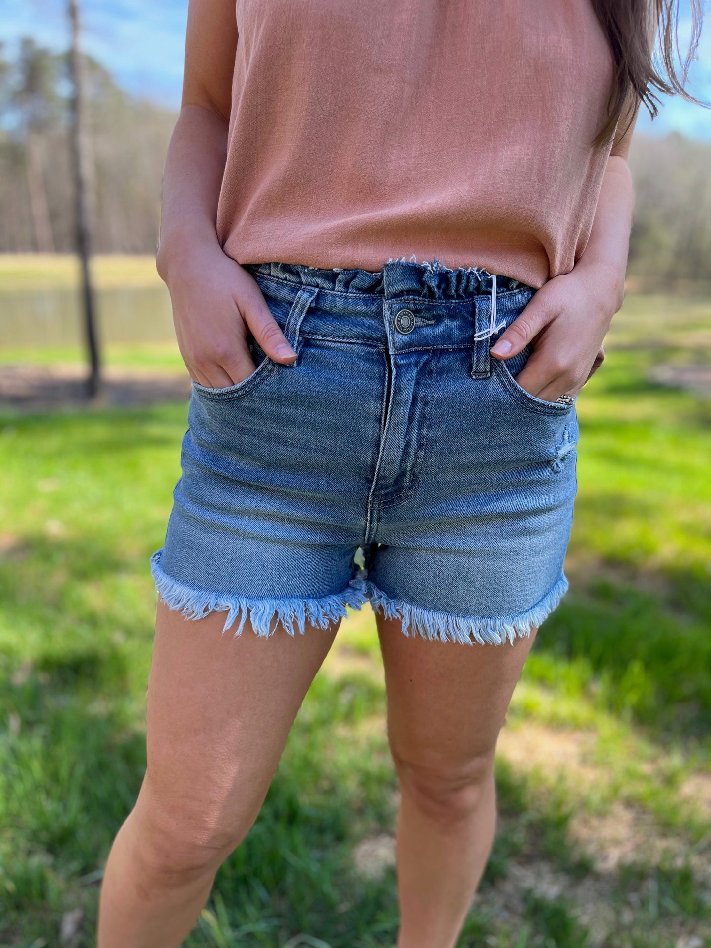 Jean shorts double button