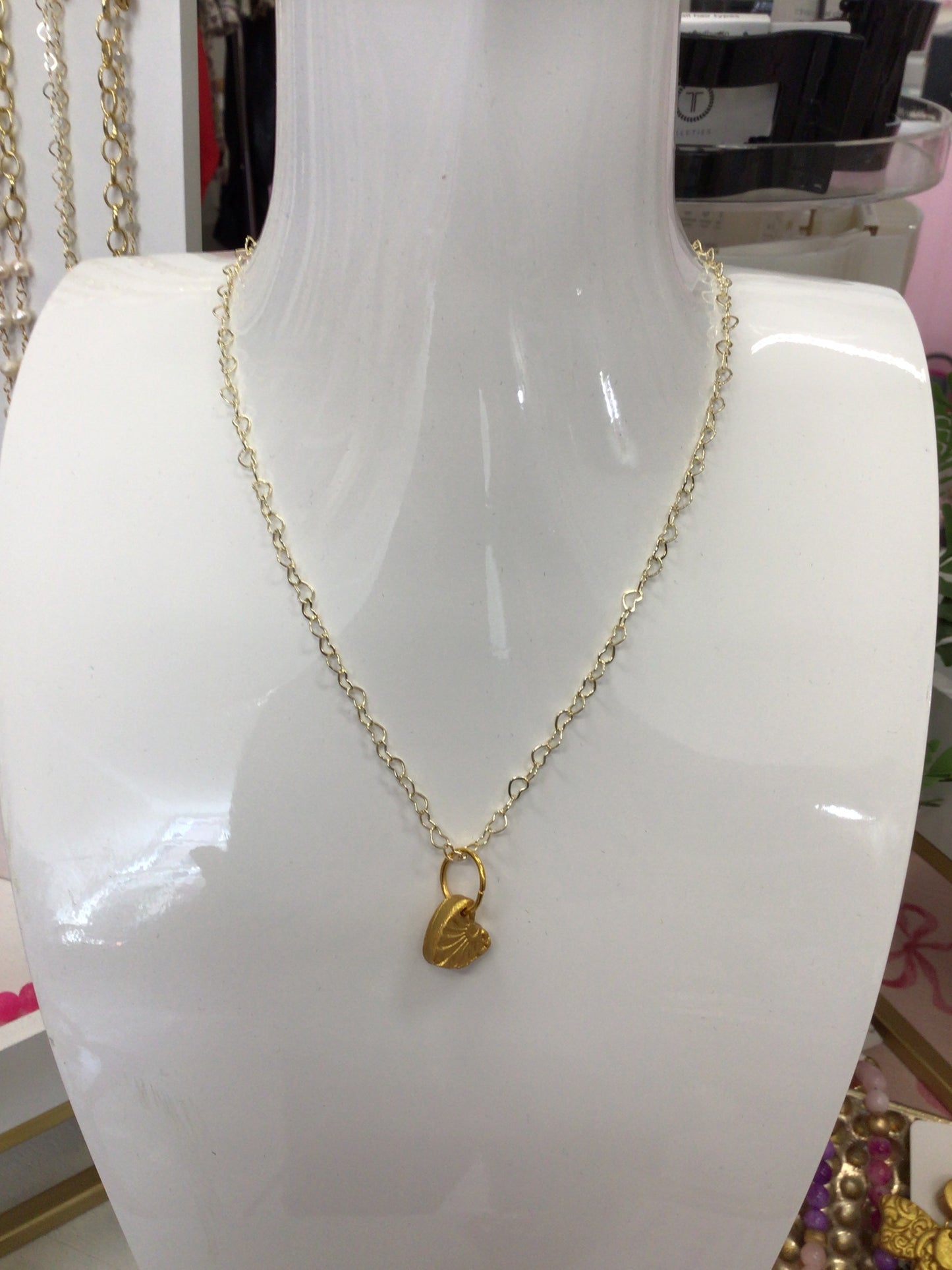 Gold Heart Chain w/Tiny Heart Charm