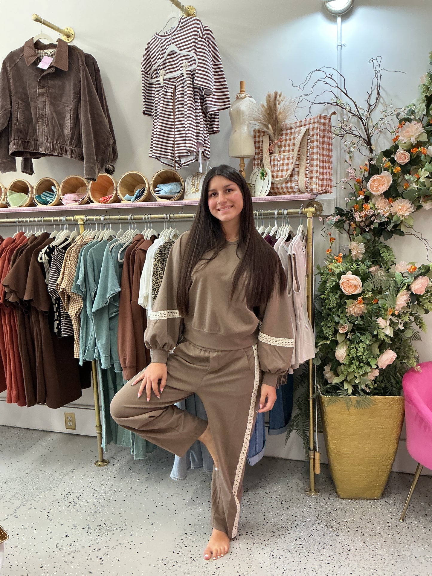 Mocha chip pants set
