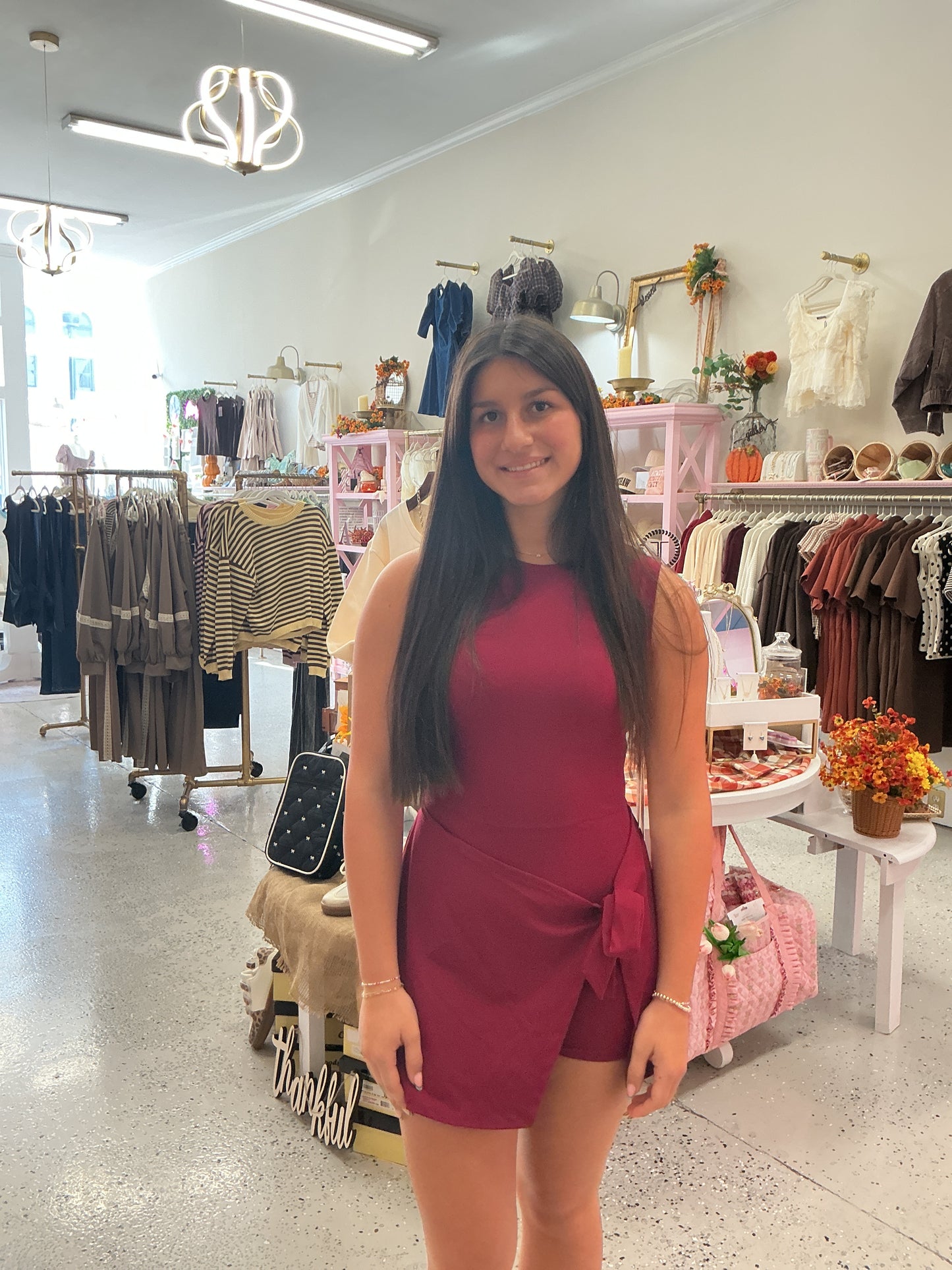 Maroon tie romper