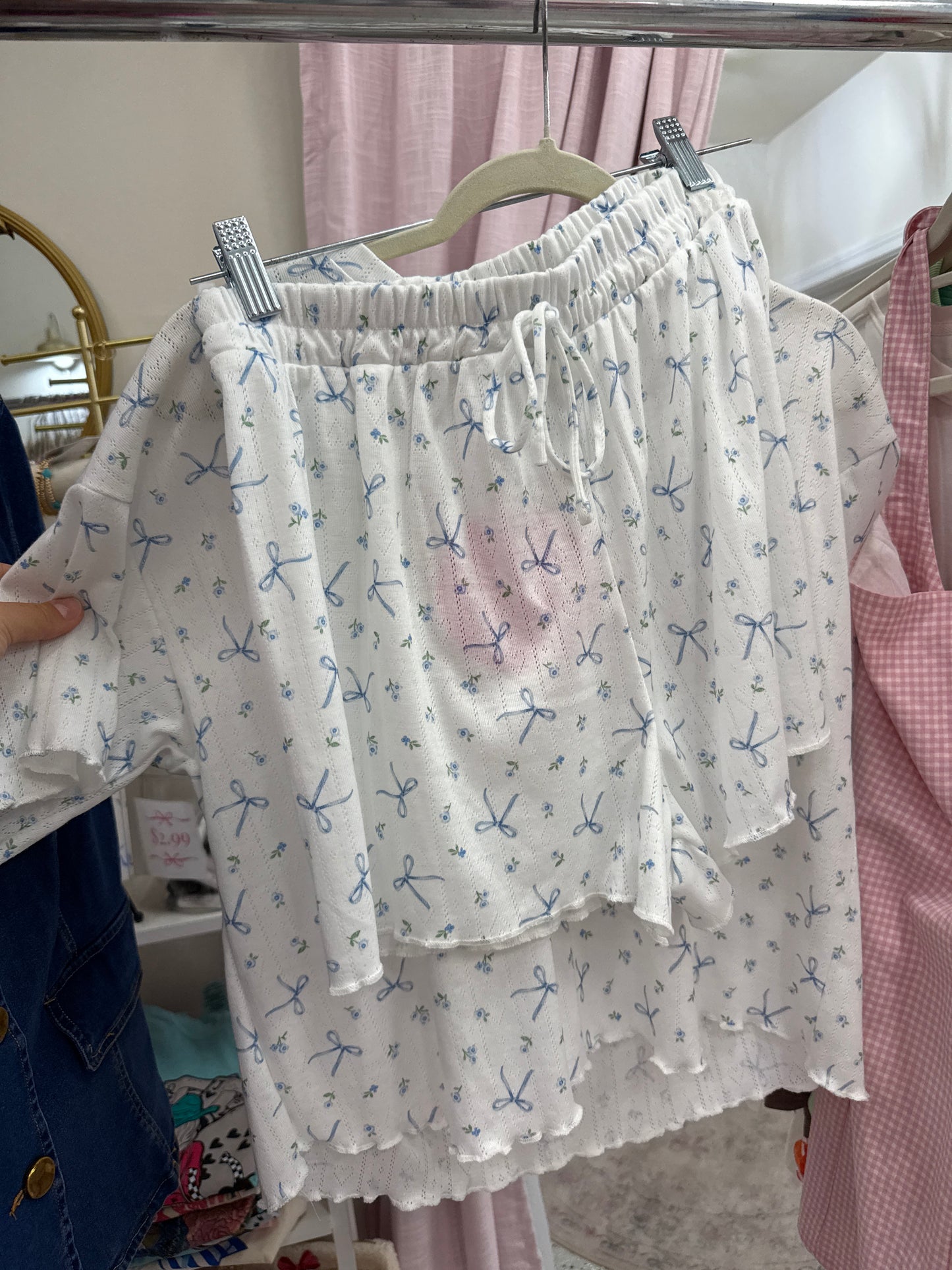 Blue/bow greenery set