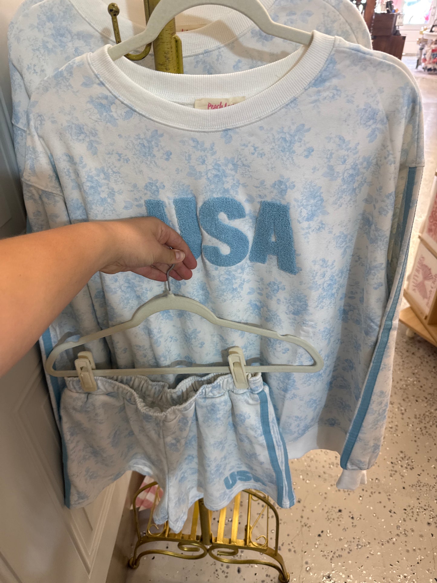 USA baby blue floral set!