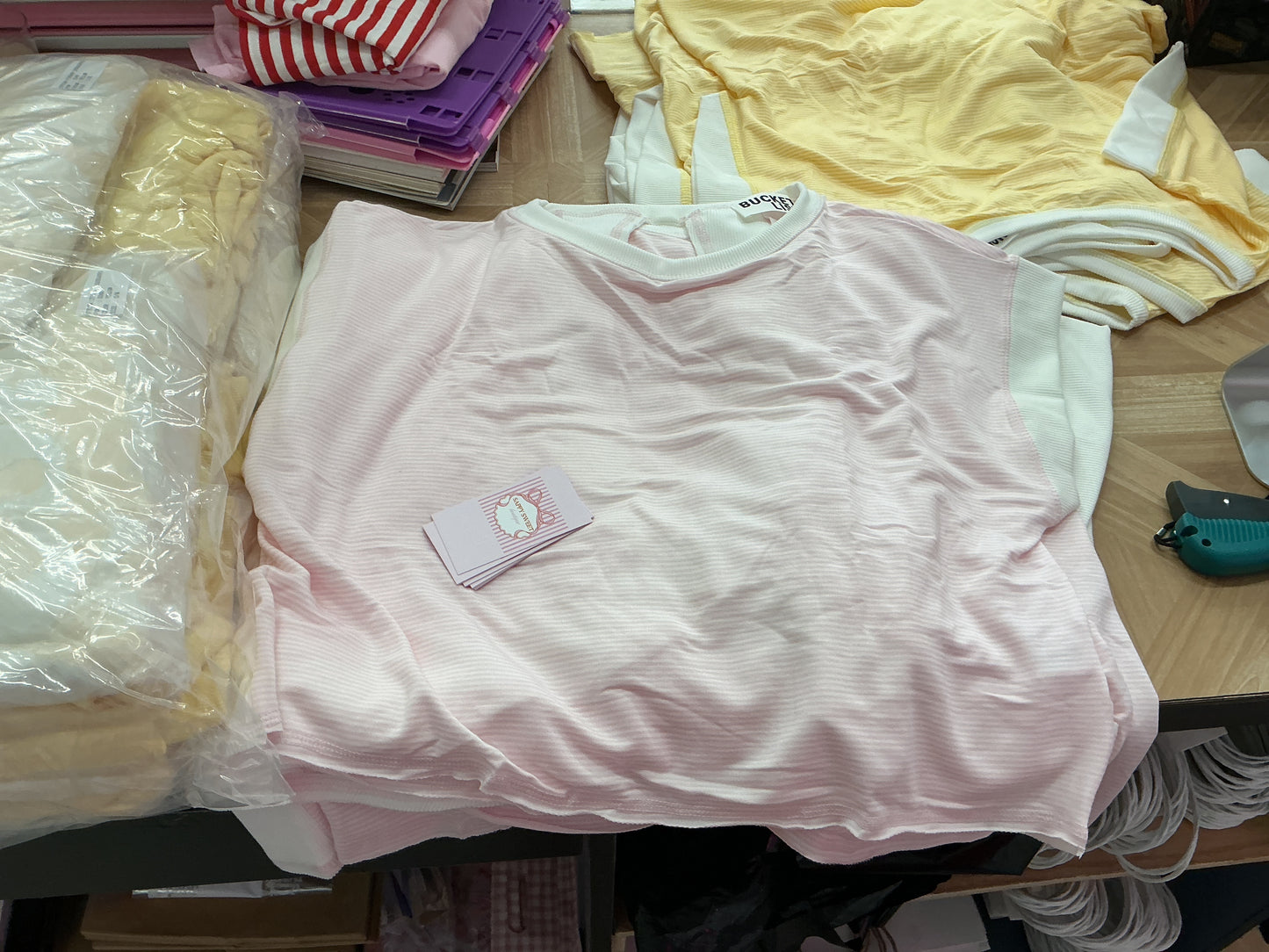 Bucket list striped open back tee (pink)