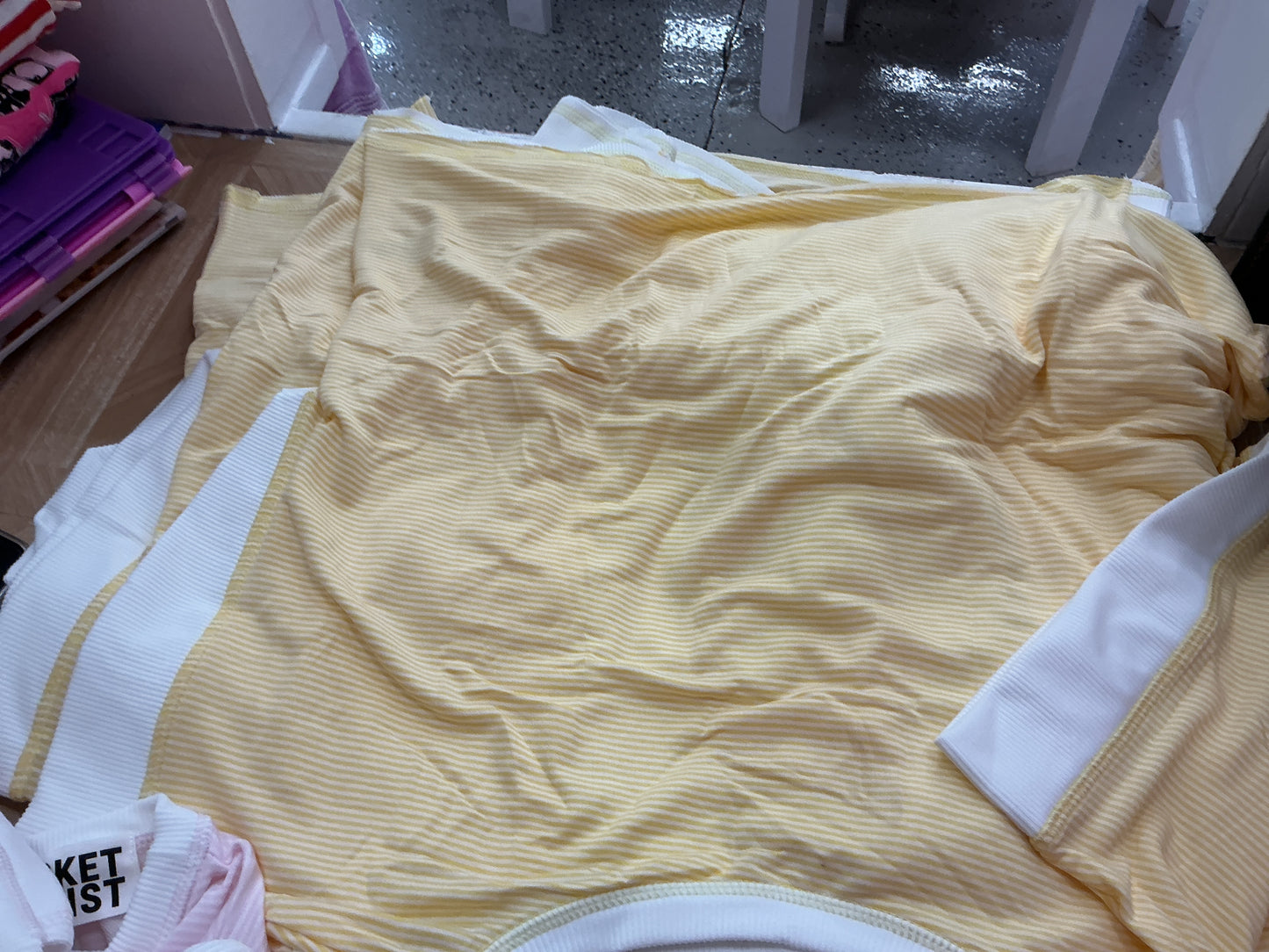 Bucket list striped open back tee (yellow)