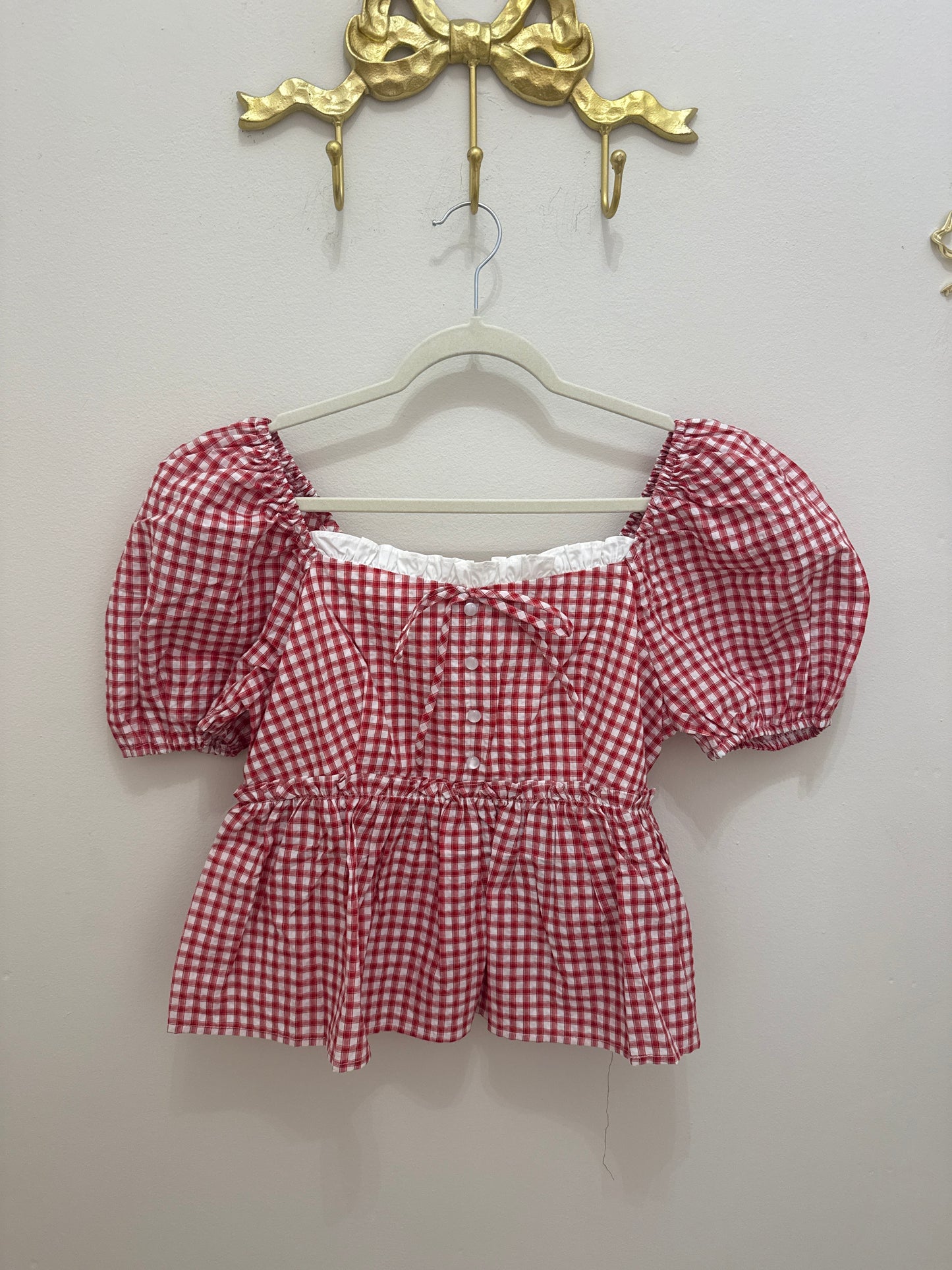 Red Gingham BABY DOLL TOP!