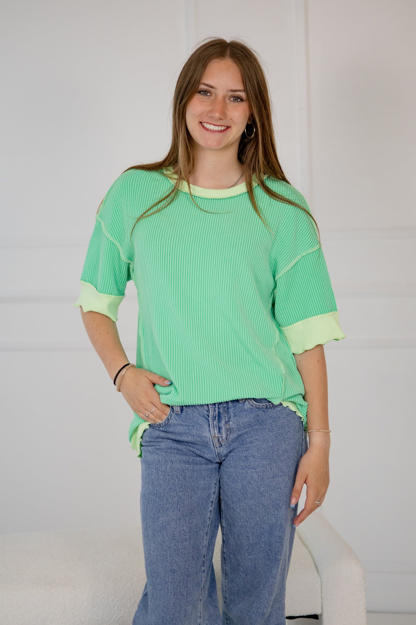 Pretty green ribbed top