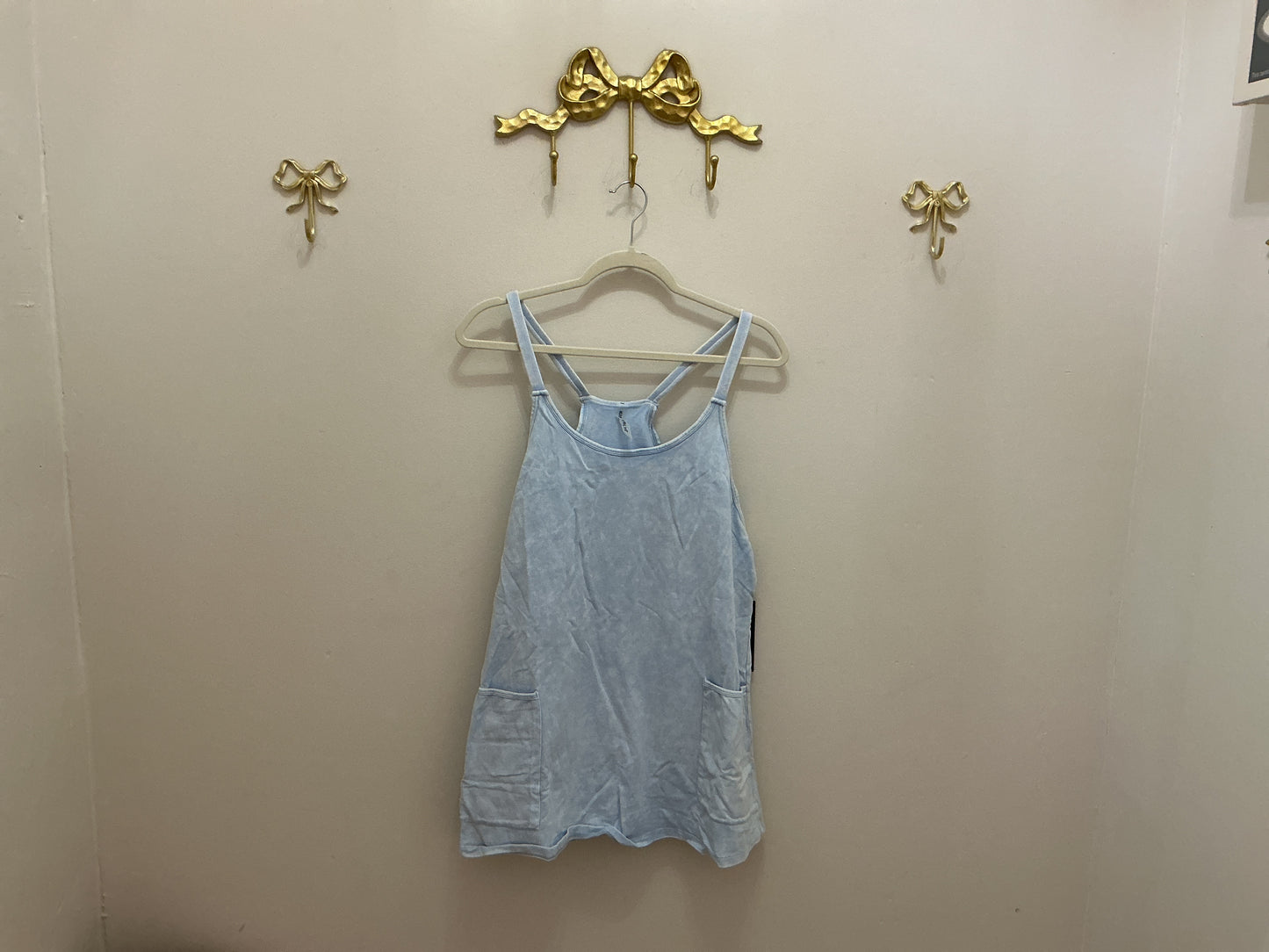 Blue light wash layered romper