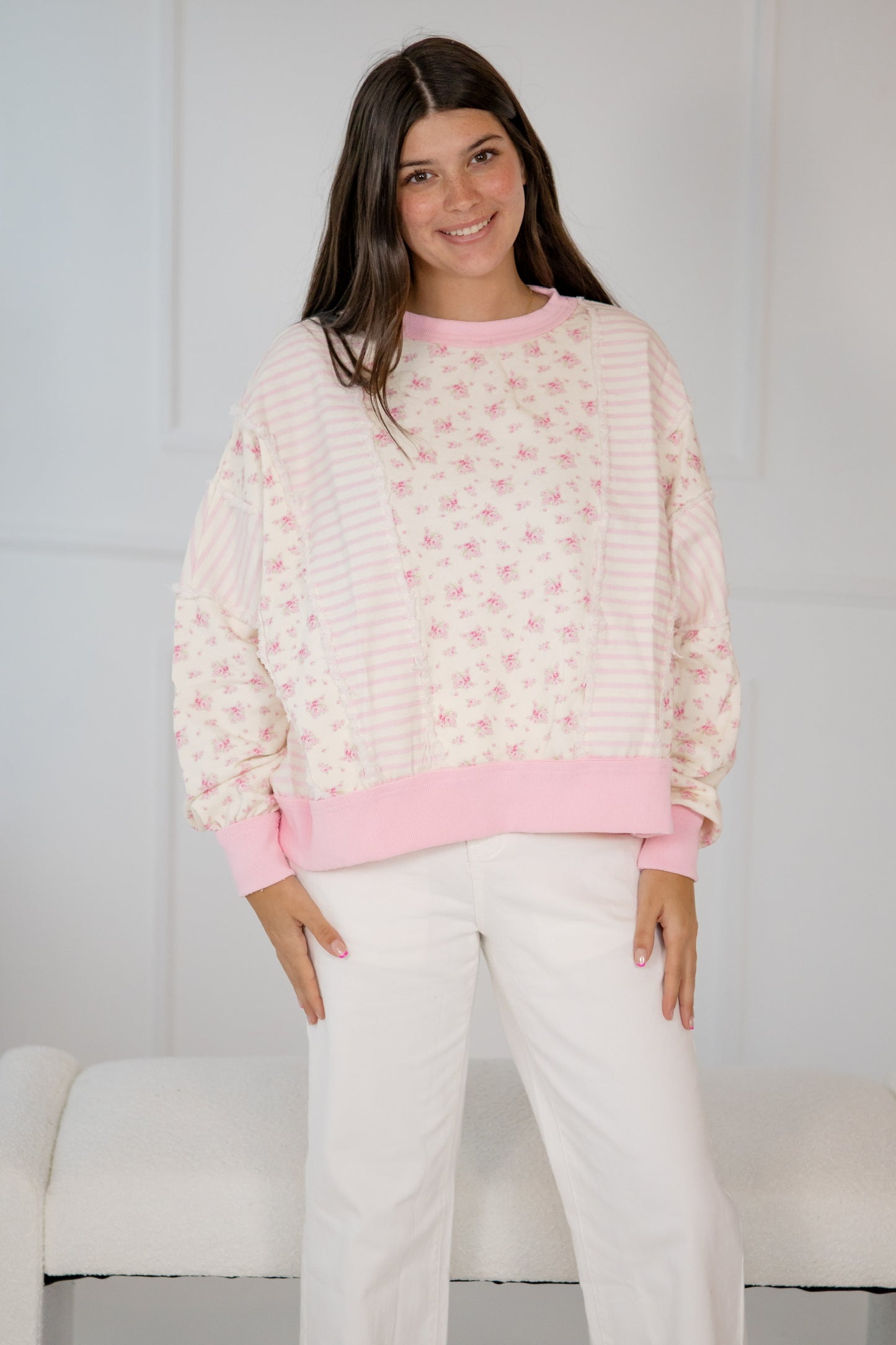 Patchwork party pink crew
