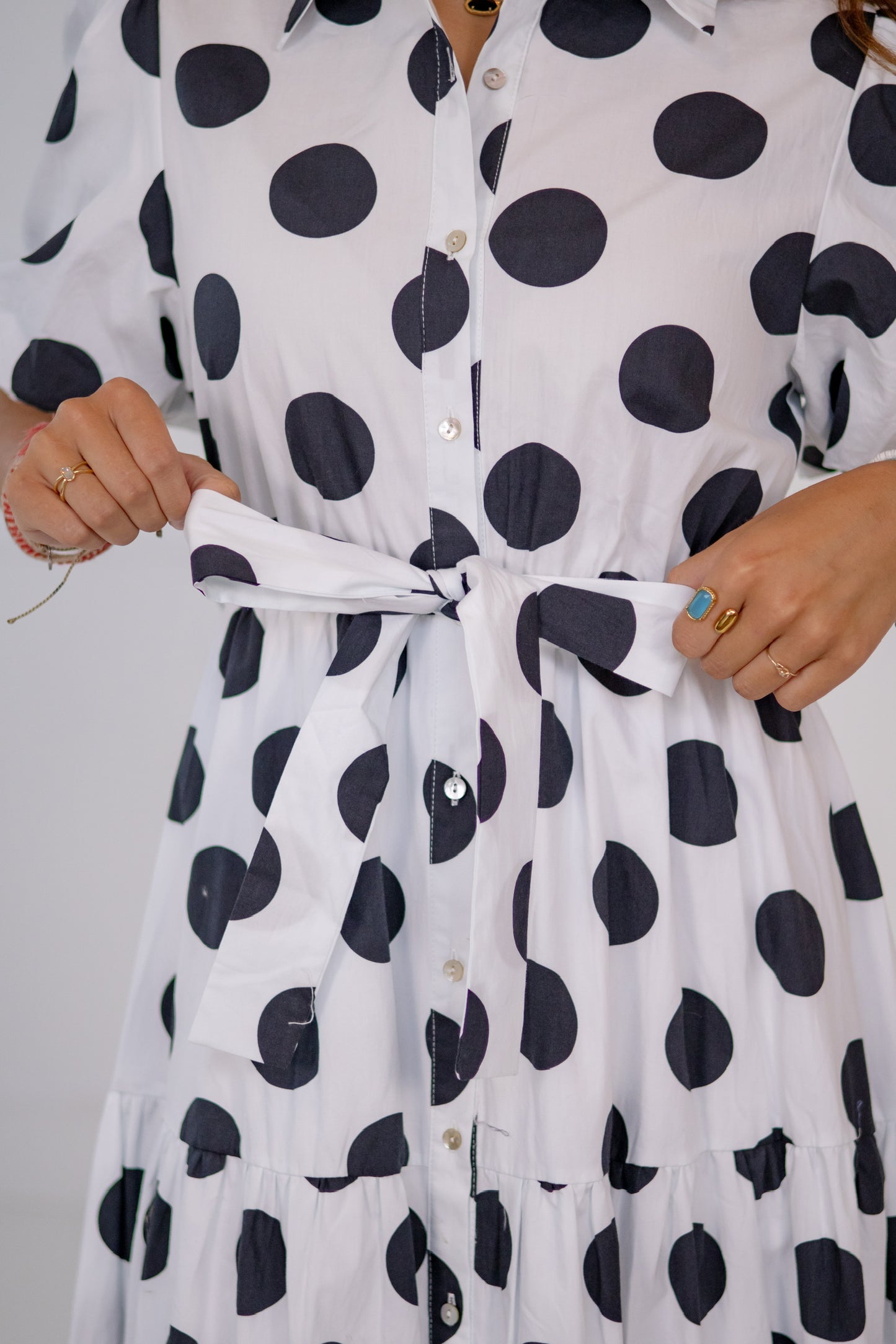 On spot puff sleeve maxi