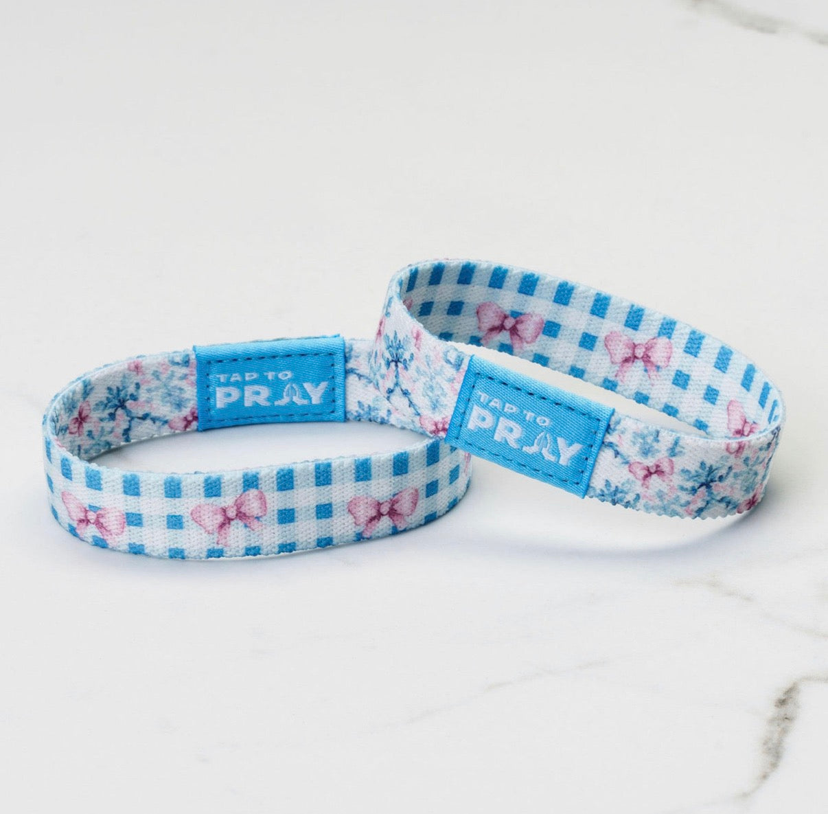 Blue belle gingham tap to pray