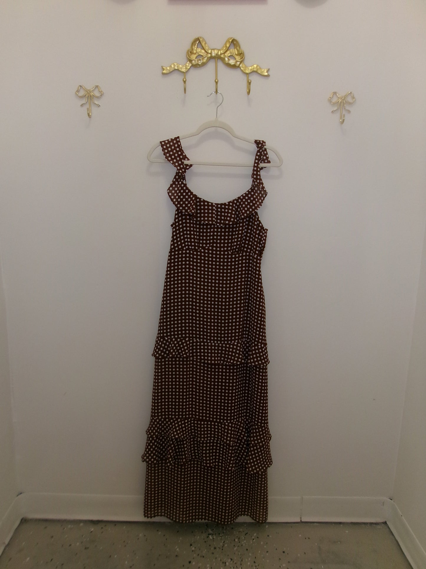 Polka dot ruffle maxi