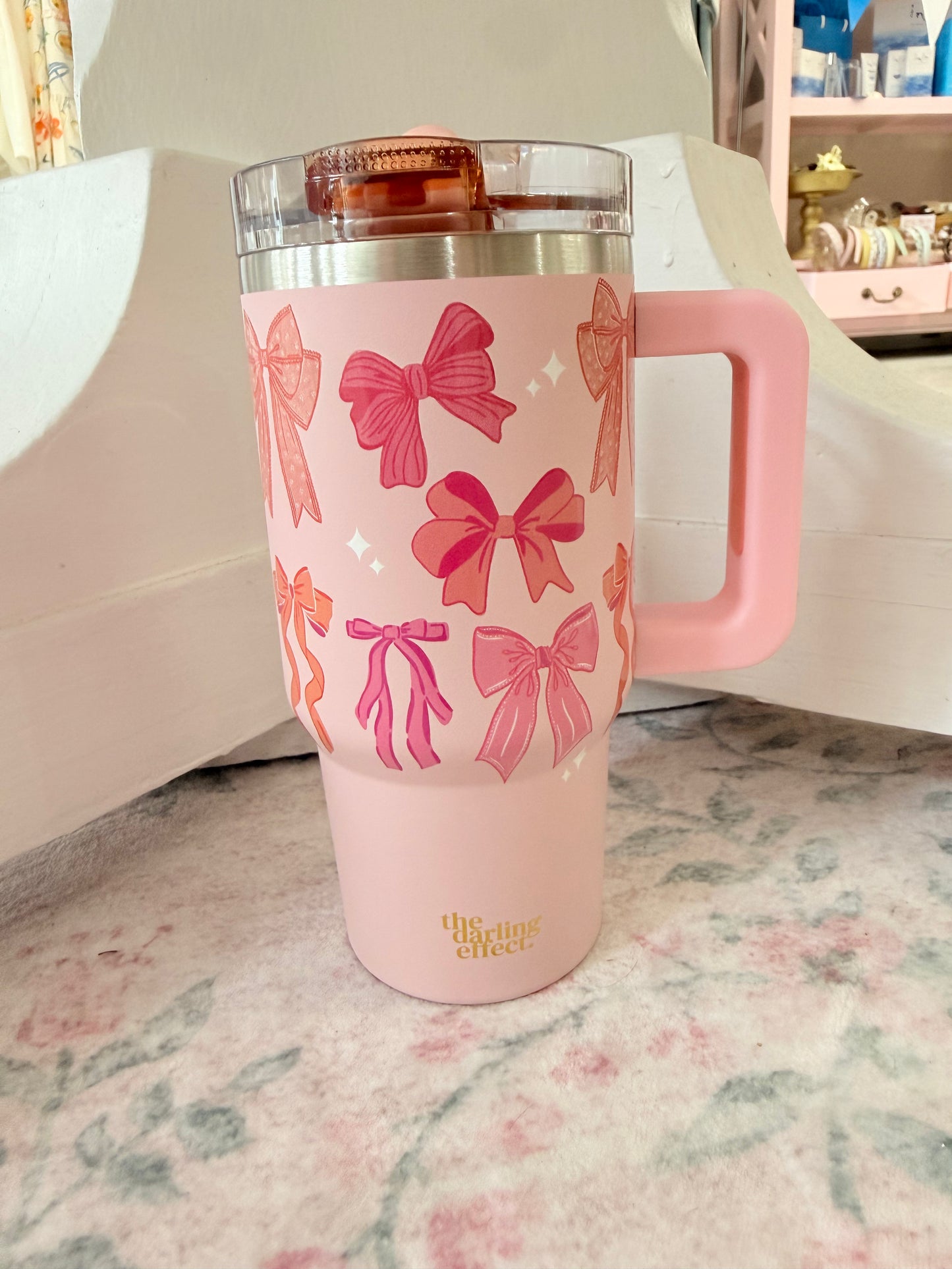 20 oz Lifestyle Flip Straw Tumbler - Blushing Bows