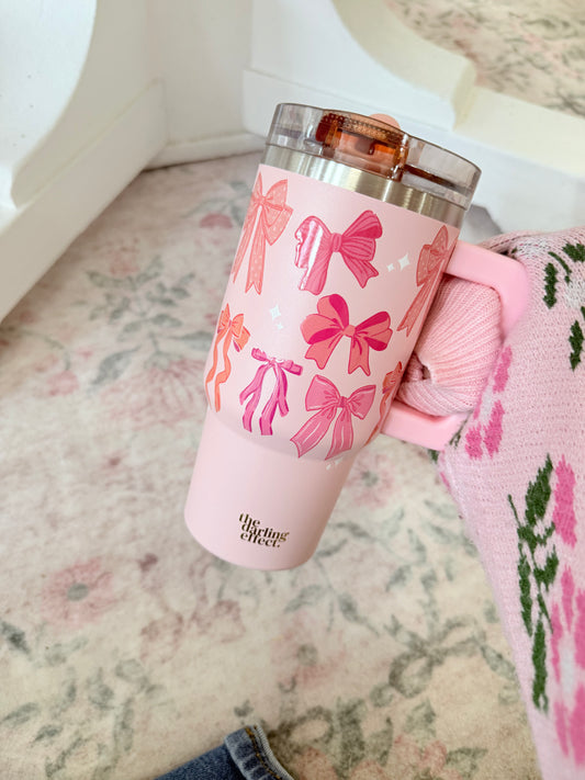 20 oz Lifestyle Flip Straw Tumbler - Blushing Bows