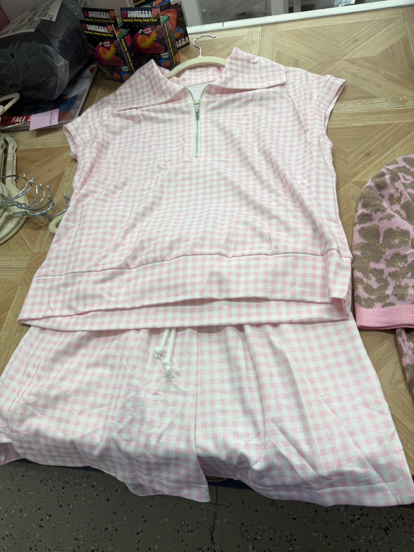 Half zip Short set light pink