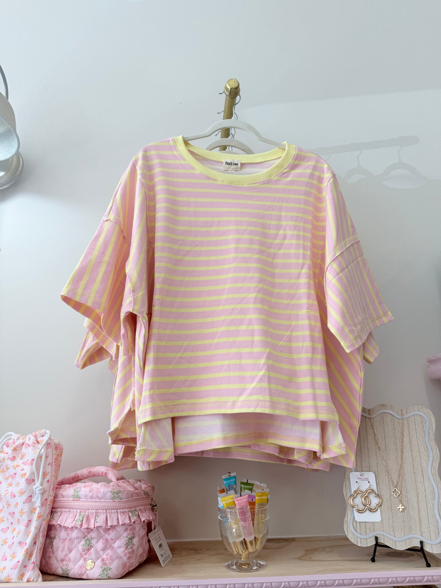 Pink lemonade, oversized, striped TEE