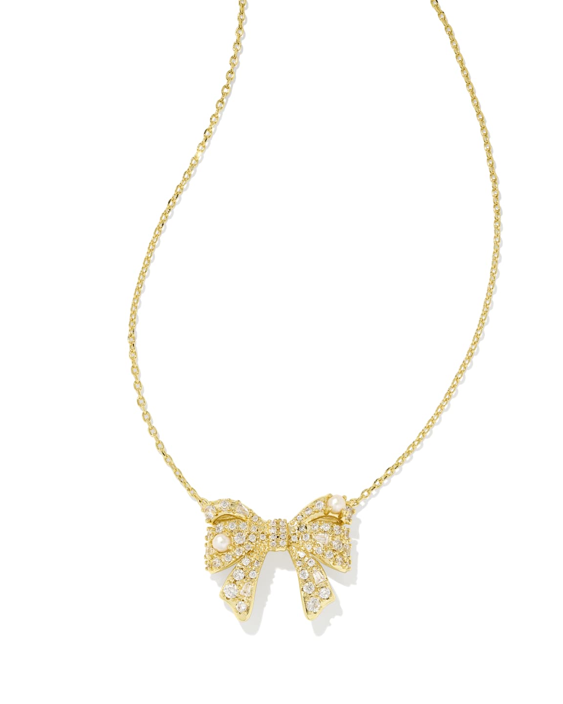 Krista Bow Pendant, Gold/White Mix