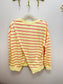 Yellow and pink stripe cross back top
