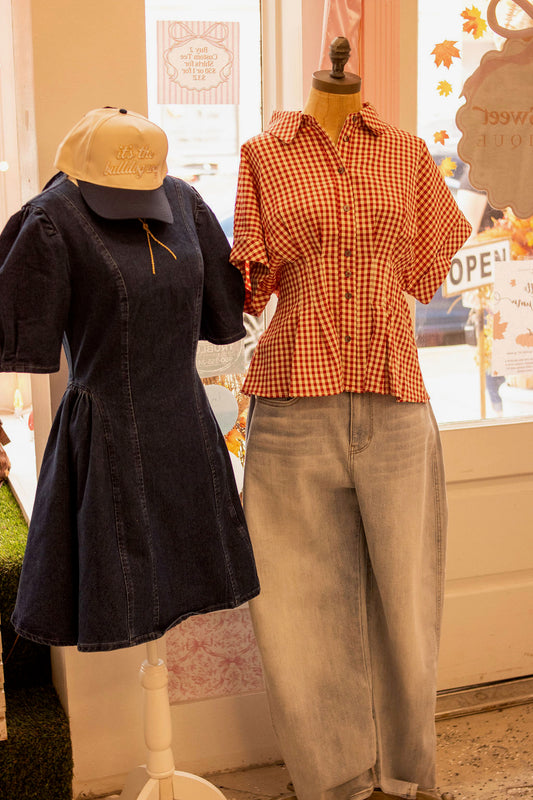 Denim Dress w/Tie & Zip back