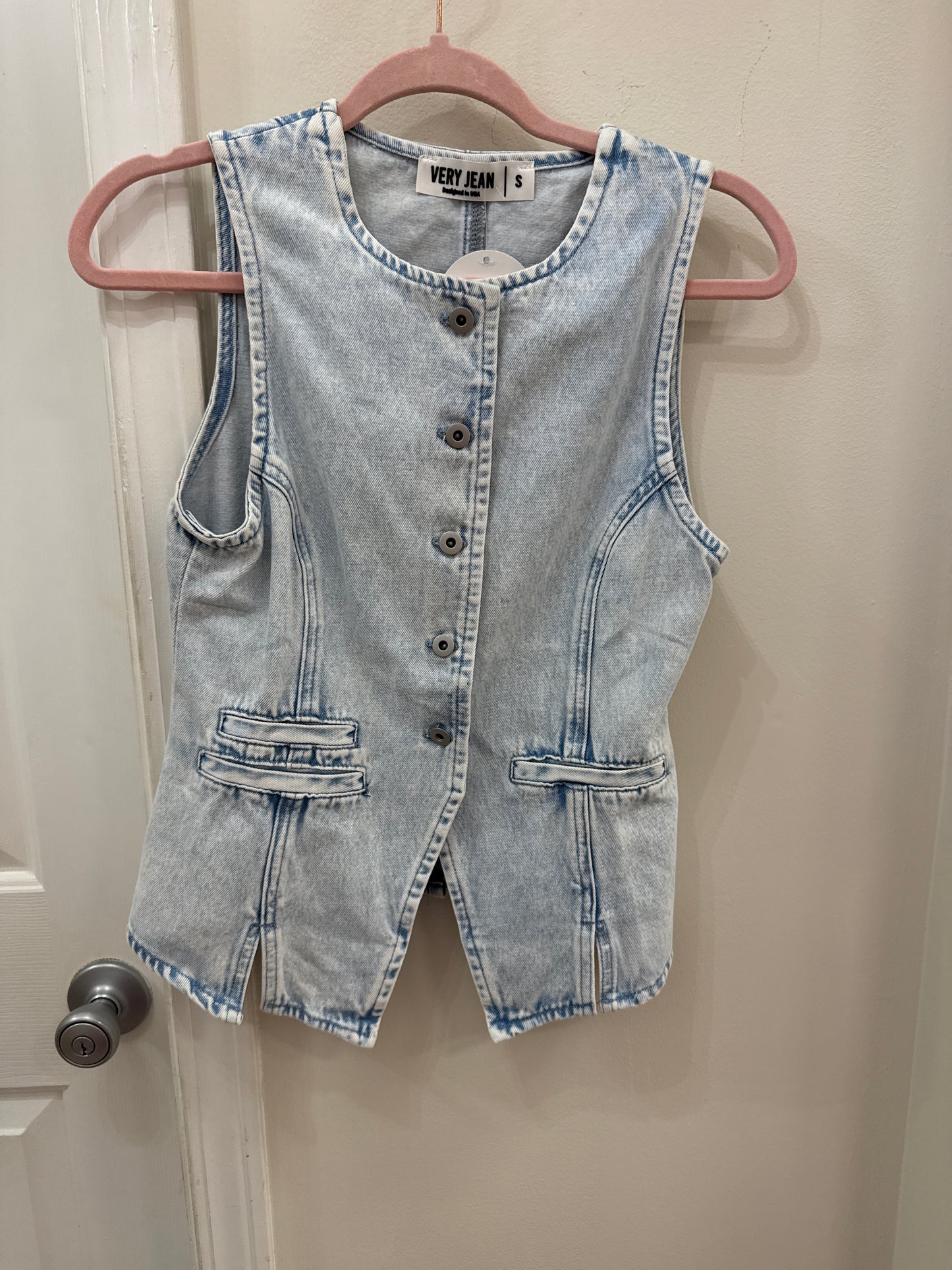 Denim Vest, Bleach Wash