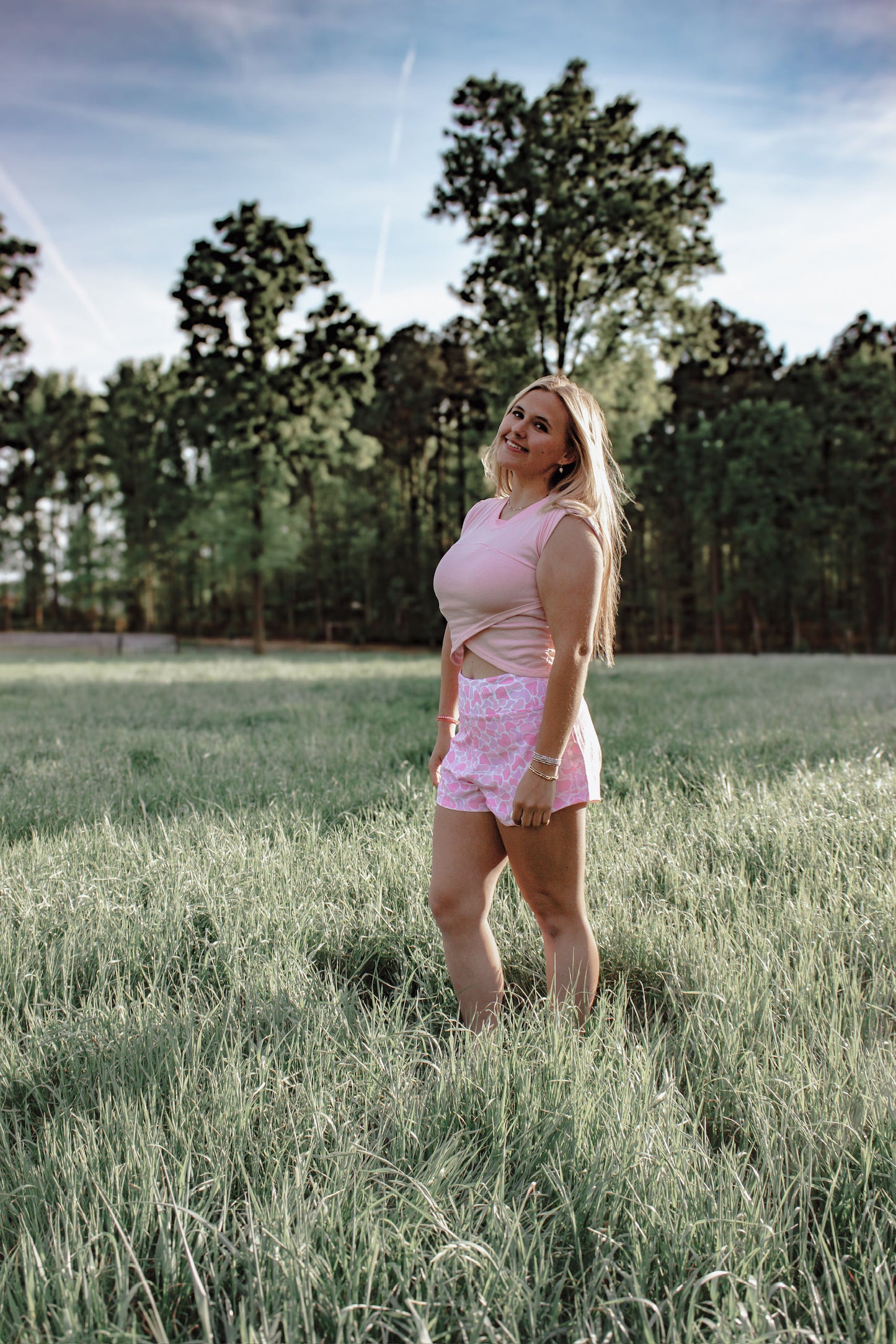 Bubble bath pink cropped tee