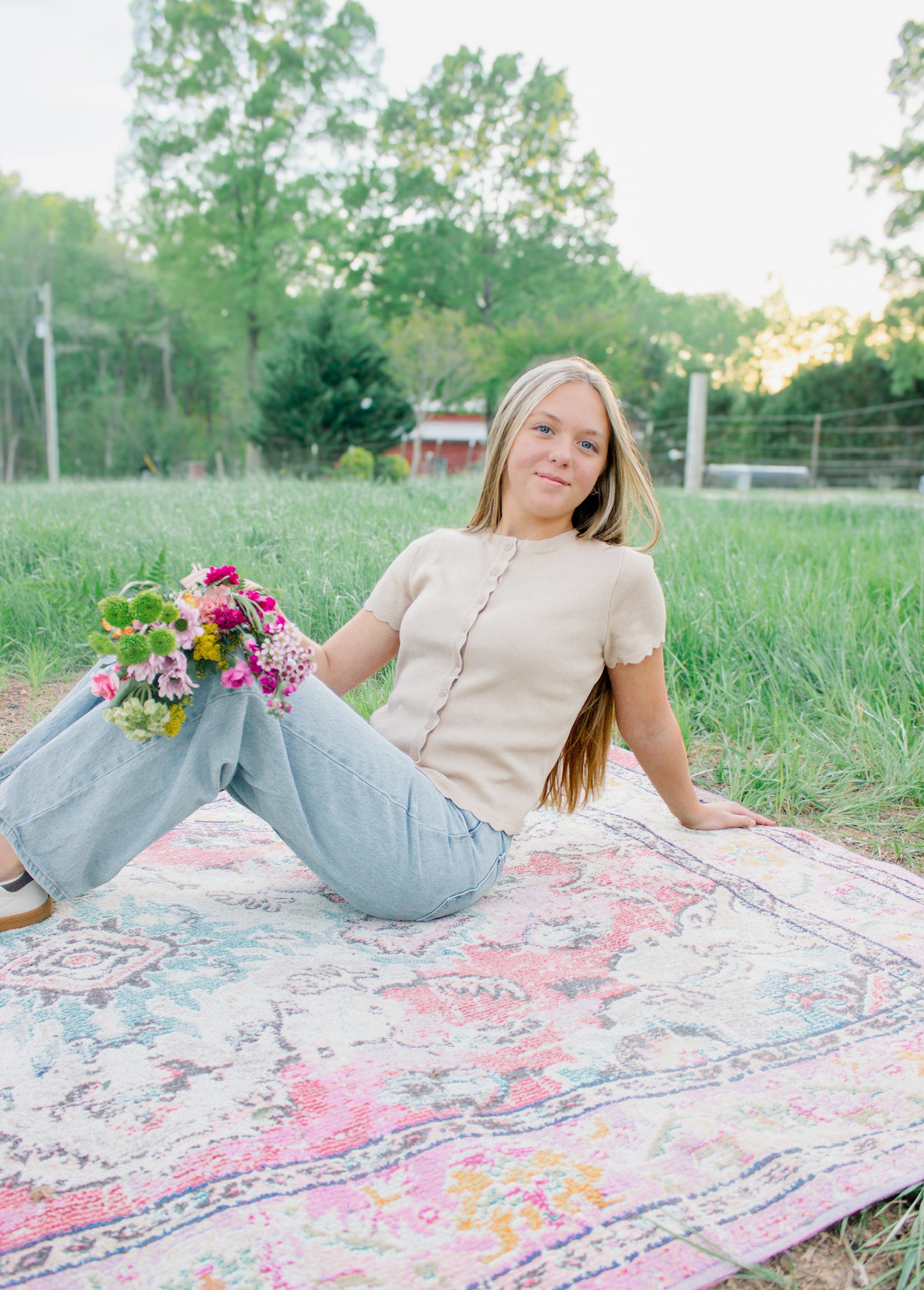 Soft sand scalloped cardigan