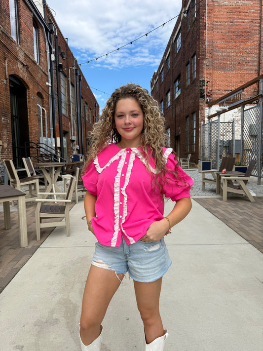 Hot Pink Victorian LACE top