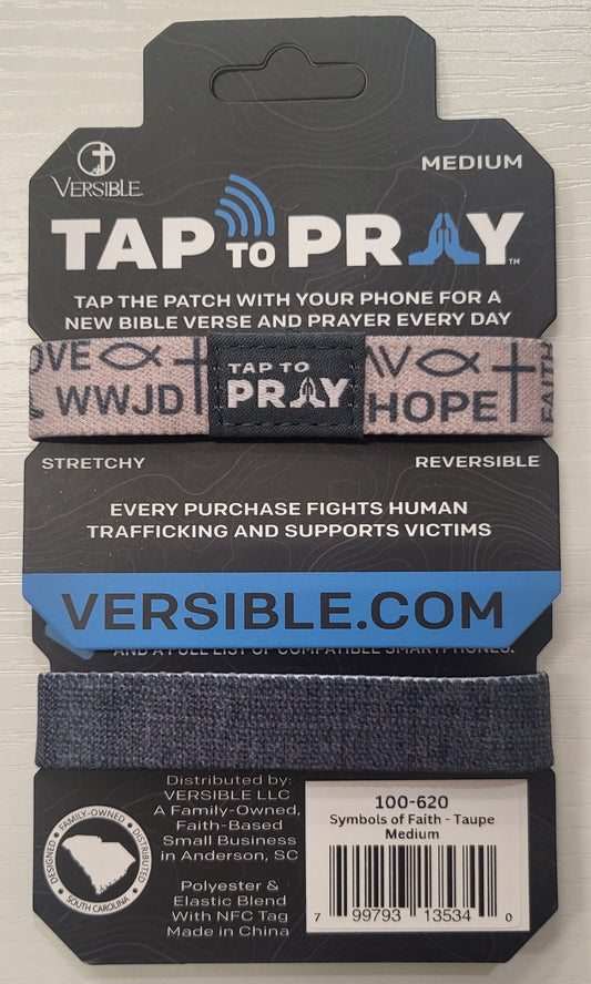 Taupe symbols of faith tap to pray