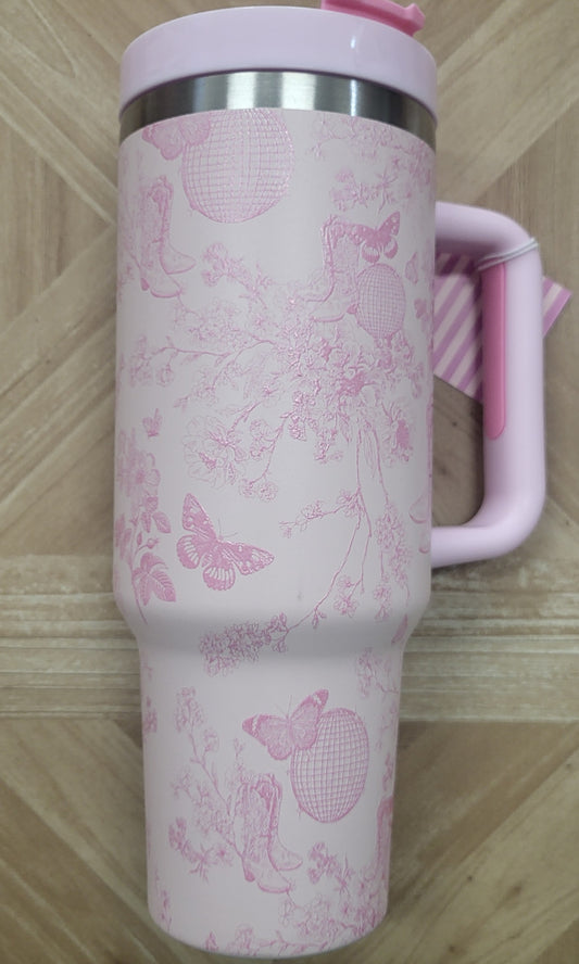 Pink Disco Cowgirl Toile, 40oz Tumbler