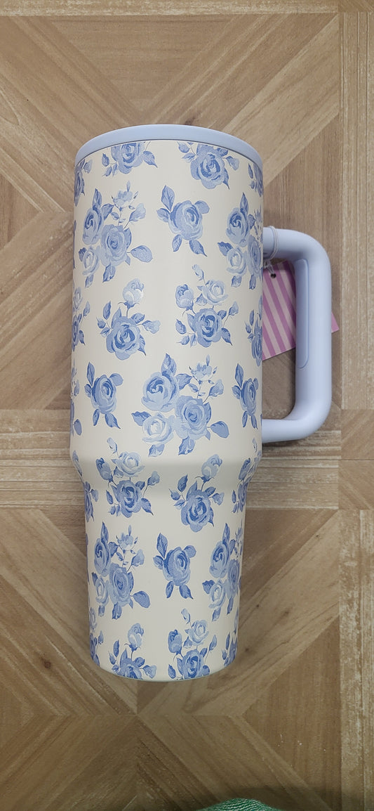 Blue Floral, 40oz Tumbler Spill Proof Lid