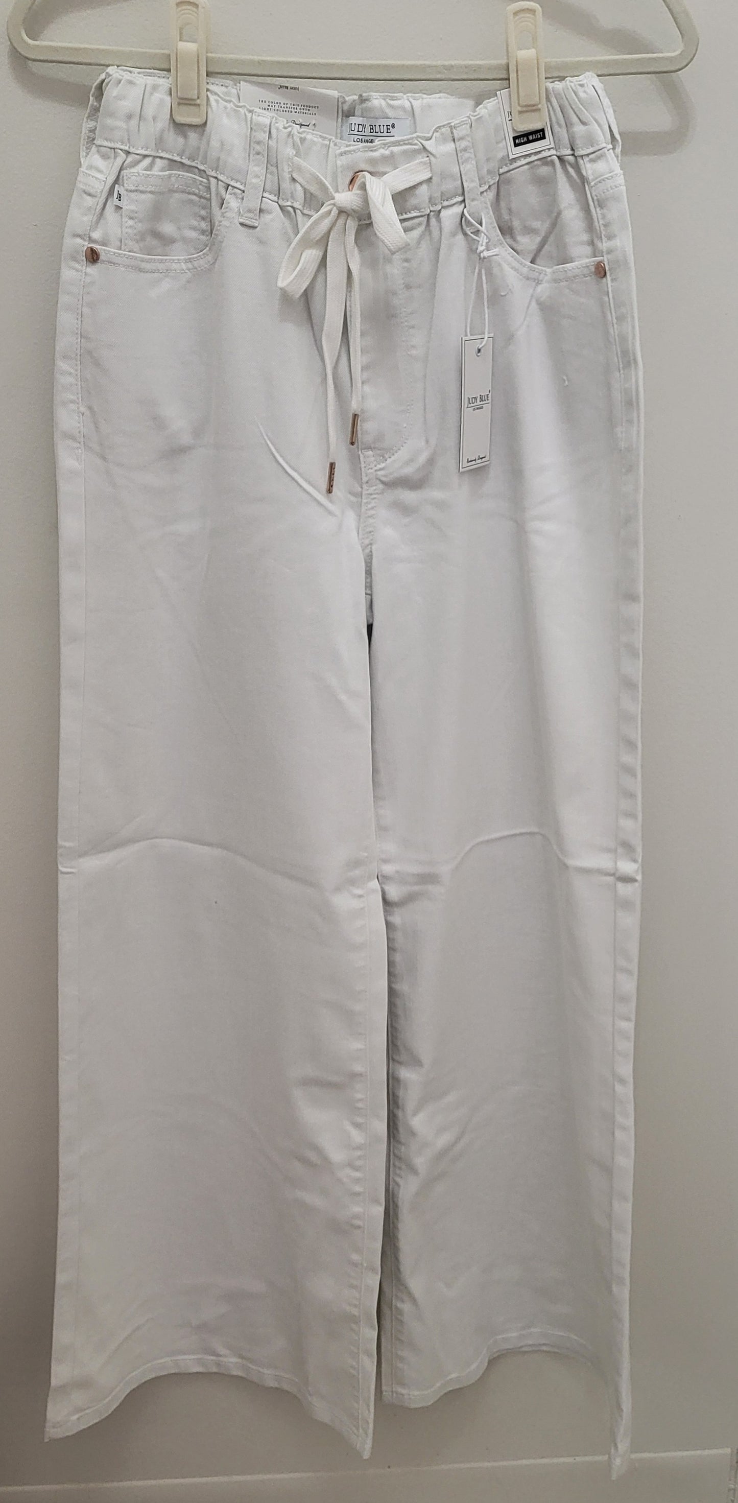 HW Featherweight Palazzo Jean w/Rose Gold Trim, White JB