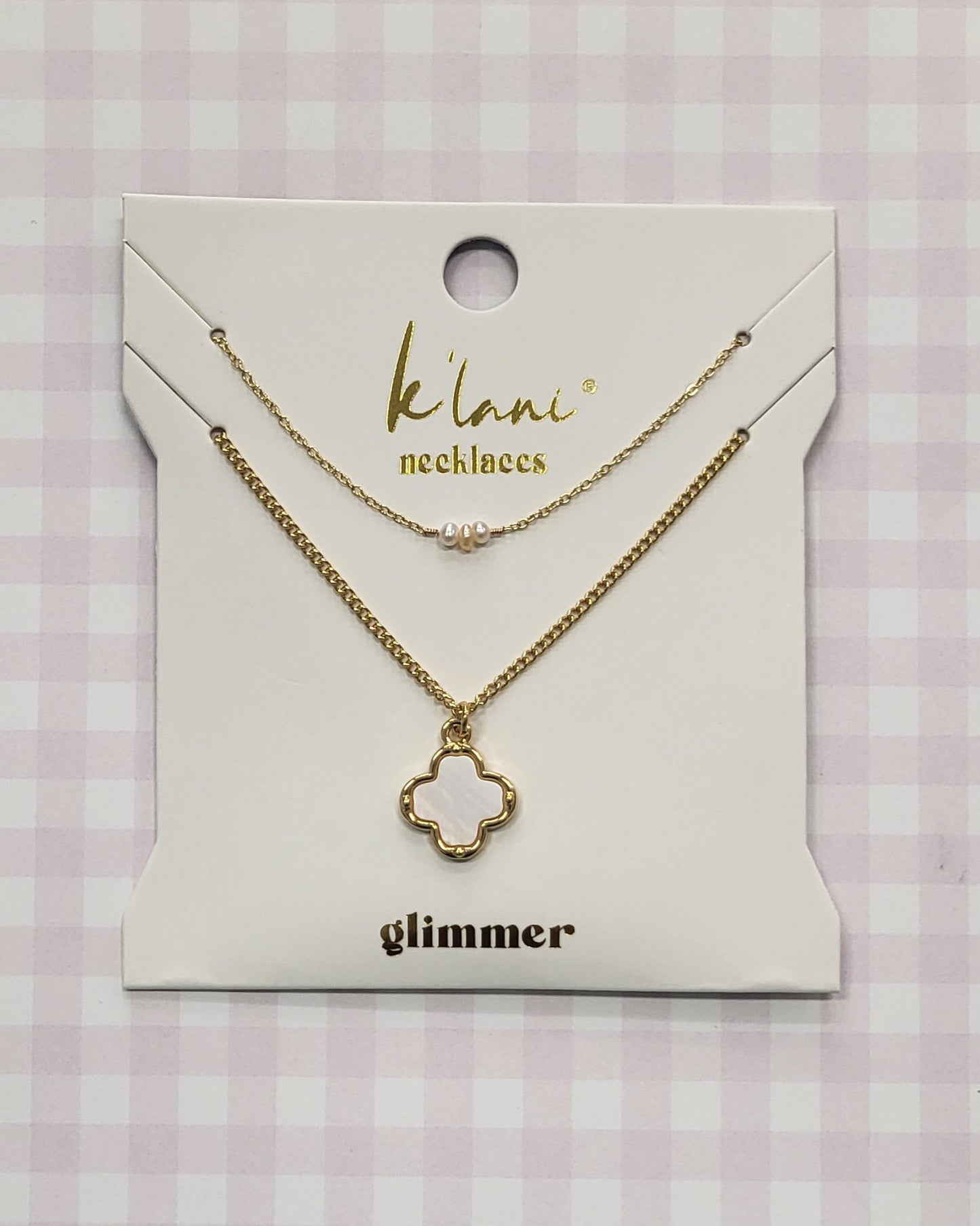 Glimmer, K'lani MOP Clover w/Pearls Necklace