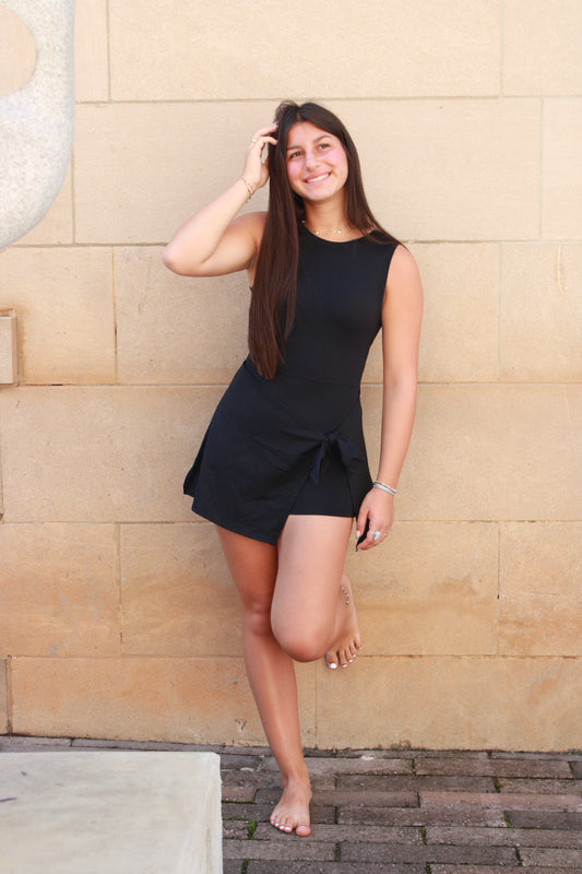 tie front romper dress