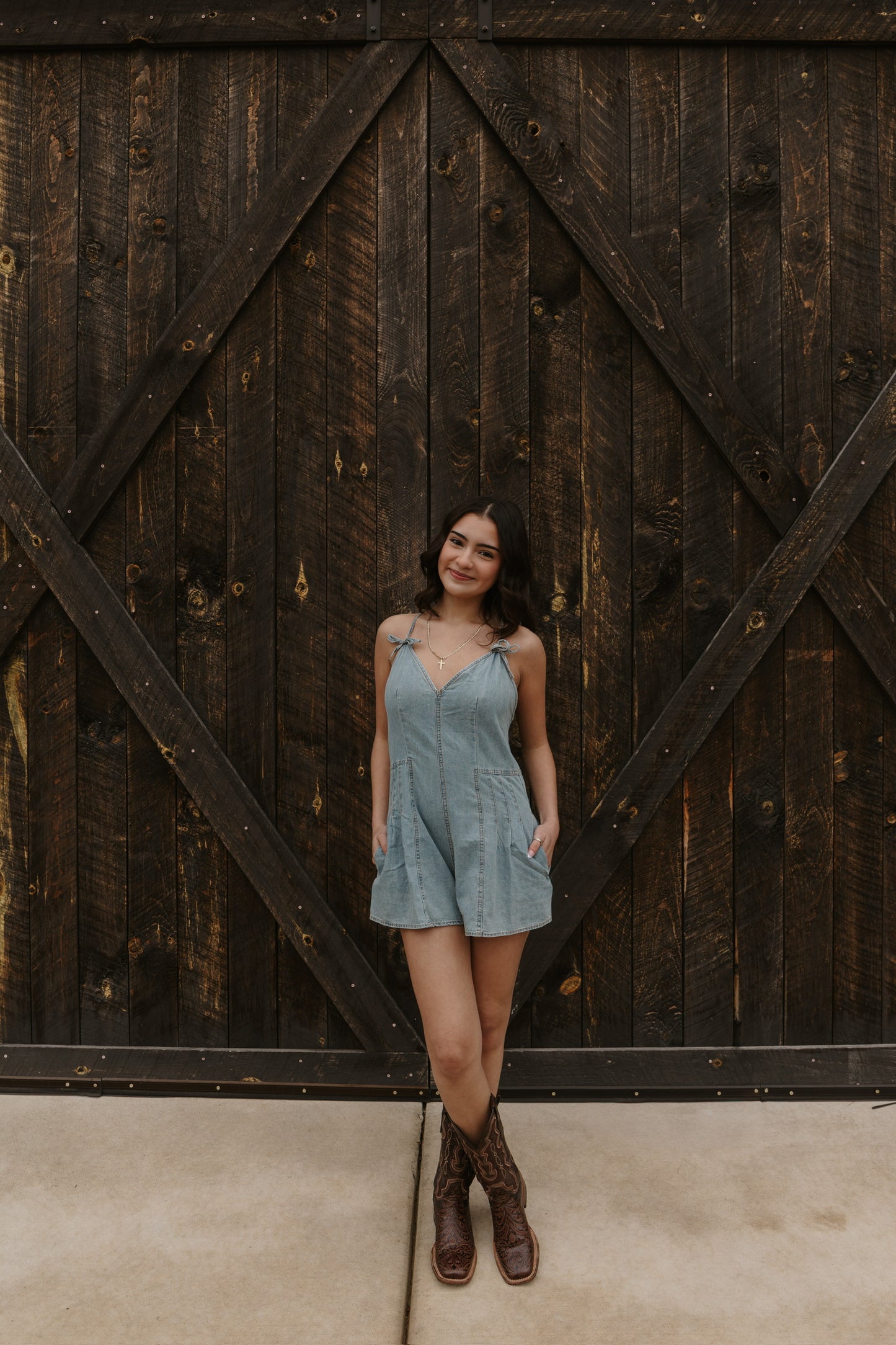 Bow Denim light wash Romper