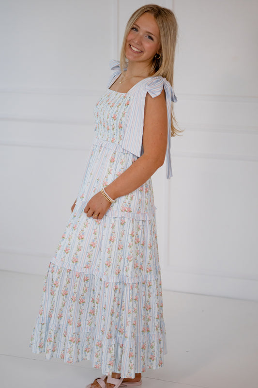 Tea party maxi dress- blue