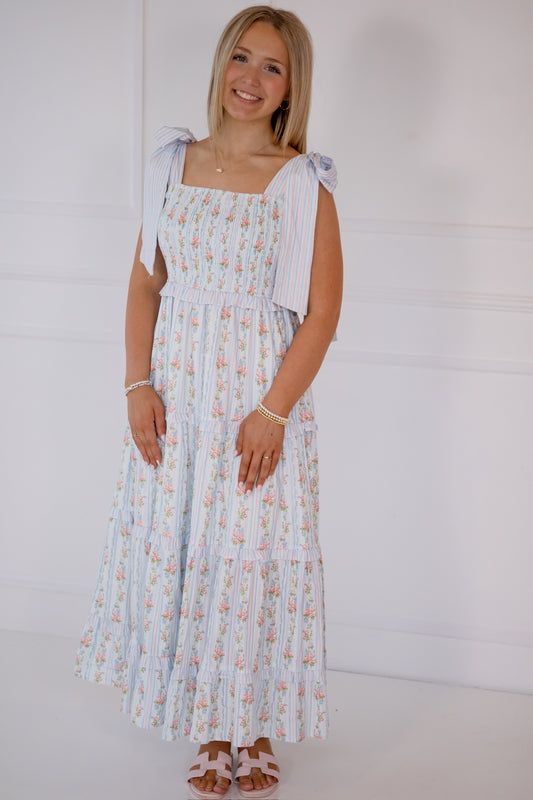 Tea party maxi dress- blue