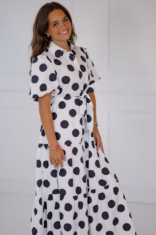 On spot puff sleeve maxi