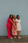 Button Front Sundress w/Self Belt,  Pink/Peach Floral