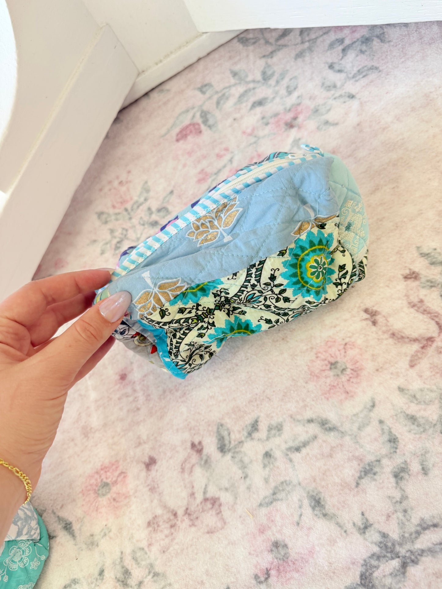 3 N 1 Makeup bags  (Teal patchwork )