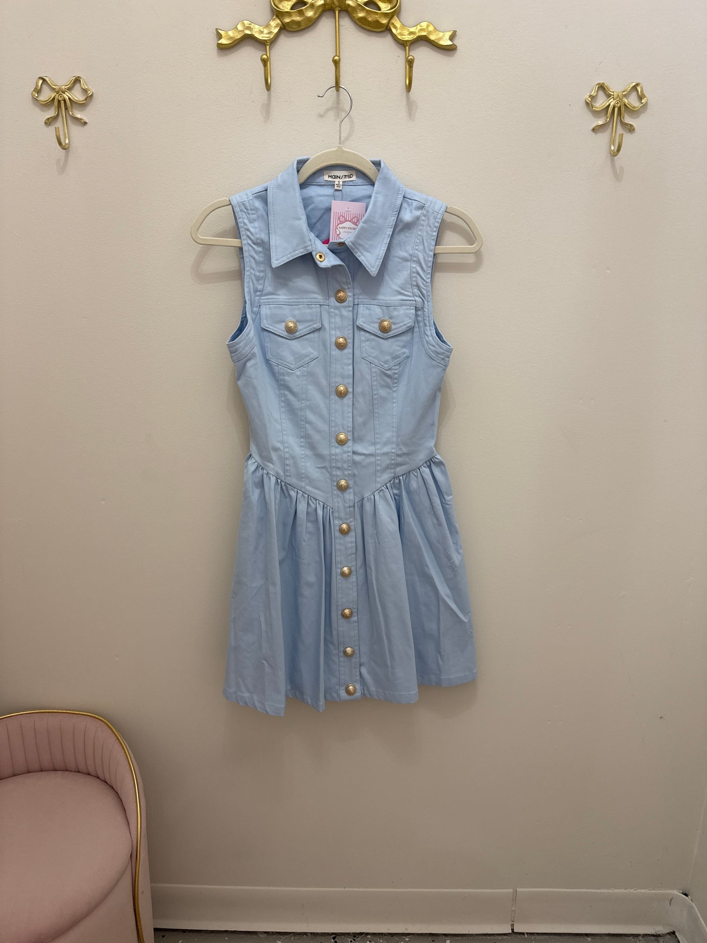 Sky blue button down mini