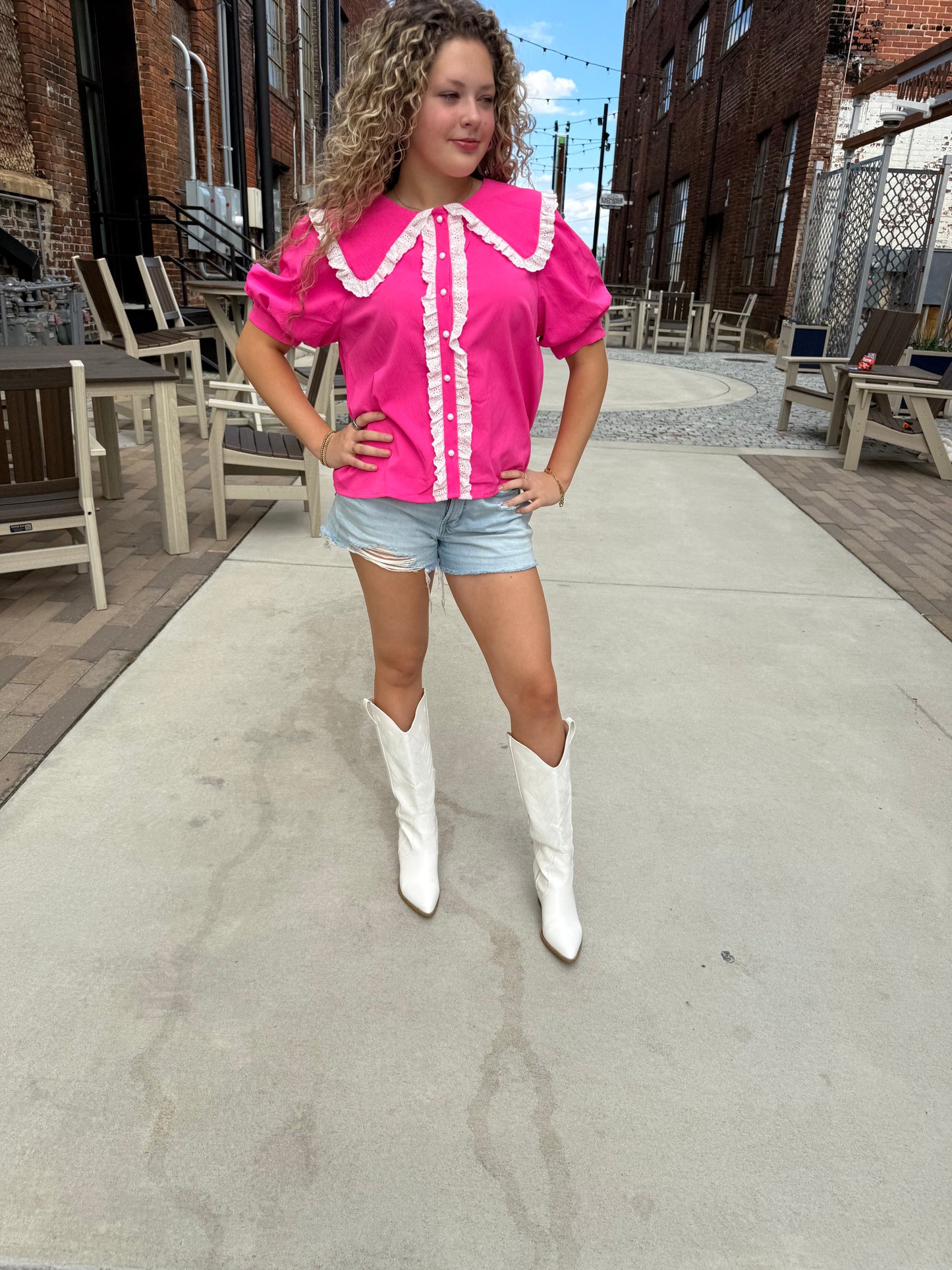 Hot Pink Victorian LACE top