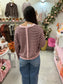 Striped Button Back Sweater, Light Pink/Brown