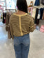 Striped Button Back Sweater, Butter Yellow/Brown