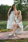 Blue Floral Ribbon Tie Long Dress