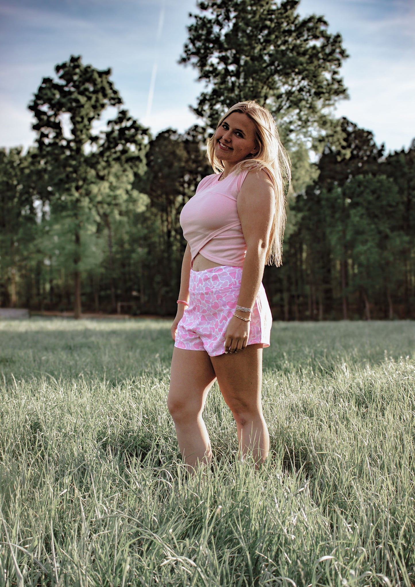 Bubble bath pink cropped tee