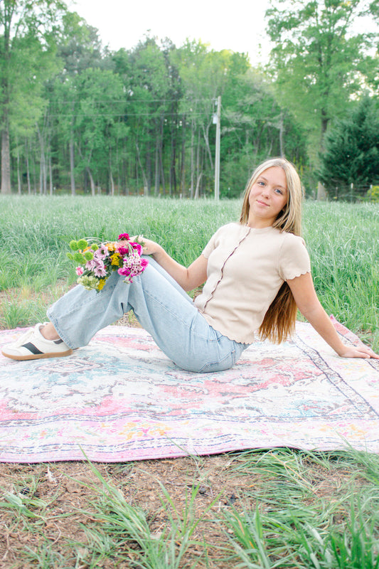 Soft sand scalloped cardigan